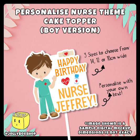 Mockup of a Personalized Cute Boy Nurse Cake Topper