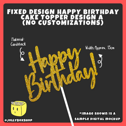 Unique Fixed Design Handmade Happy Birthday Cake Topper