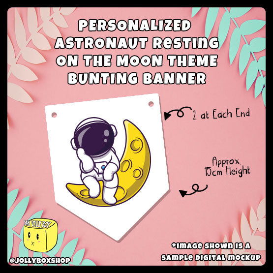Personalized Astronaut Resting On Moon Bunting Banner