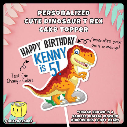 Personalised Cute Dinosaur T Rex Cake Topper