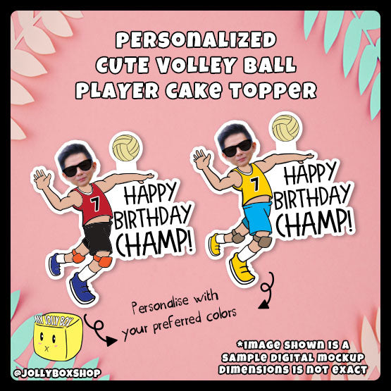 Personalized Cute Volley Ball Player Cake Topper
