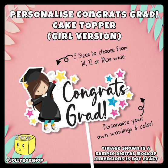 Digital mockup of a graduate girl cake topper featured image
