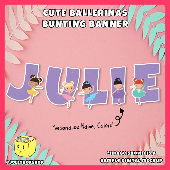 Digital Mockup of Cute Ballerinas Bunting Banner Featured Image