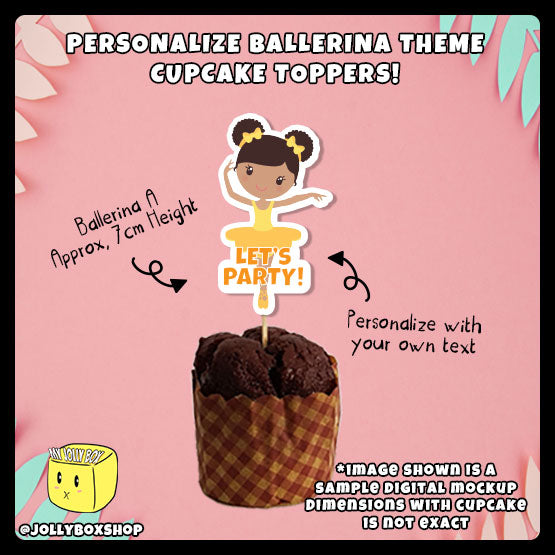 Digital Mockup of Personalize Design A Ballerina Theme Cupcake Topper