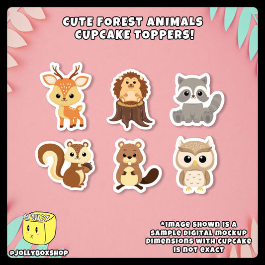Digital mockup of cute forest animals cupcake toppers featured image