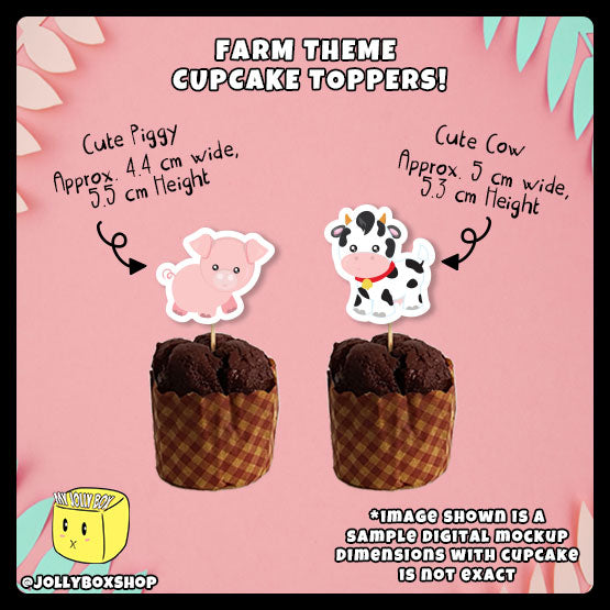 Farm Theme with Cute Farm Animals Cupcake Toppers