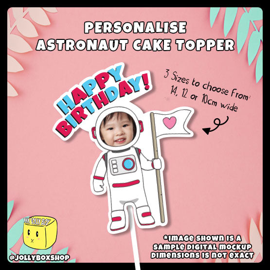 Digital mockup of a personalized astronaut with photo cake topper featured image