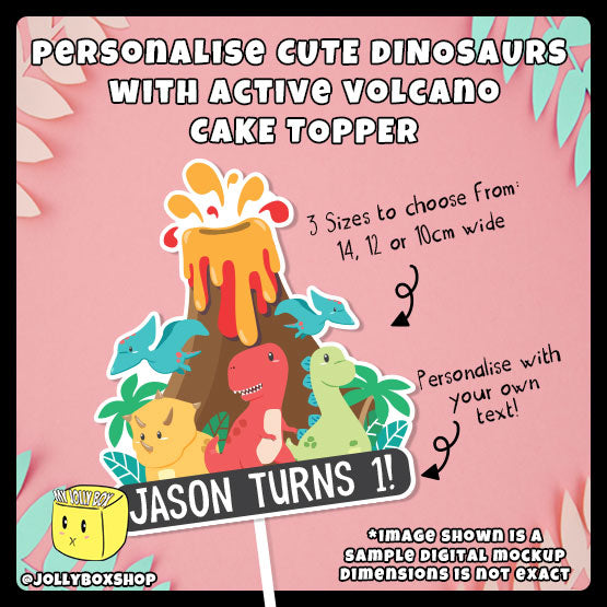 Digital mockup of Cute Dinosaurs Cake Topper 