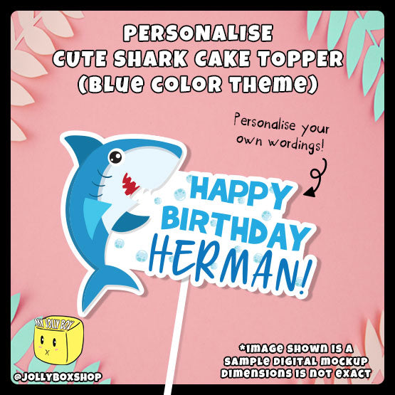Personalise Cute Blue Shark Cake Topper Featured Image