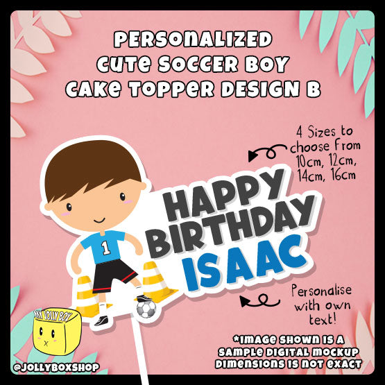 Digital Mockup of a Cute Soccer Boy Cake Topper Featured Image