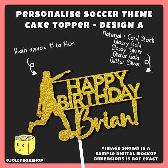 Digital mockup of Soccer Theme Cake Topper Design A