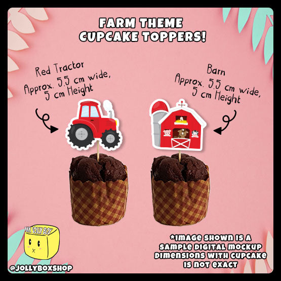Farm Theme with Cute Farm Animals Cupcake Toppers