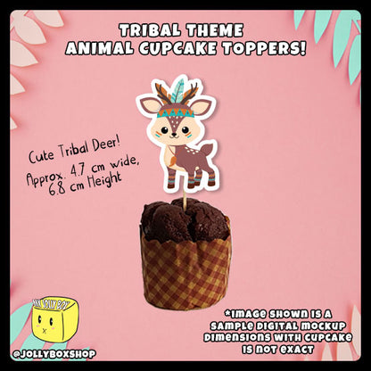Digital mockup of tribal deer cupcake topper
