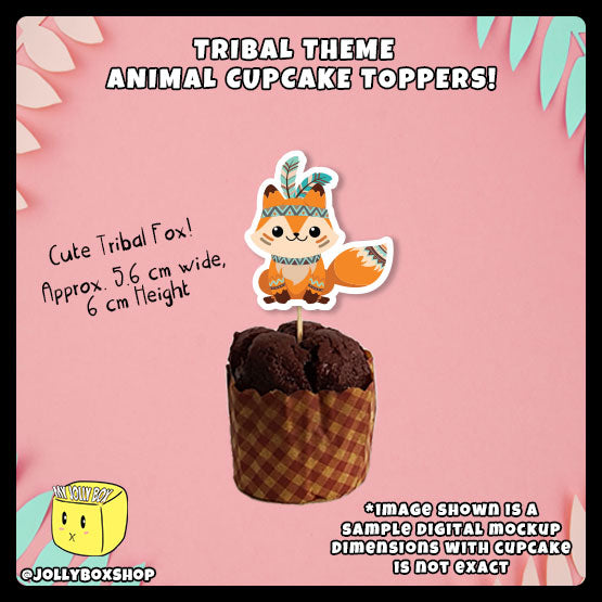 Digital mockup of tribal fox cupcake topper