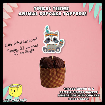 Digital mockup of tribal raccoon cupcake topper