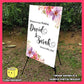 Digital mockup of a A1 Size Personalized Wedding Board with Watercolor Flowers on stand