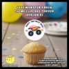 Digital Mockup of Monster Truck Theme Cupcake Topper Design E Placed on Cupcake