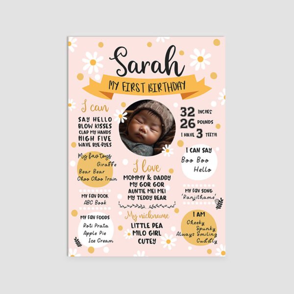 Daisy and Boho Theme Milestone Board | Custom Baby Keepsake