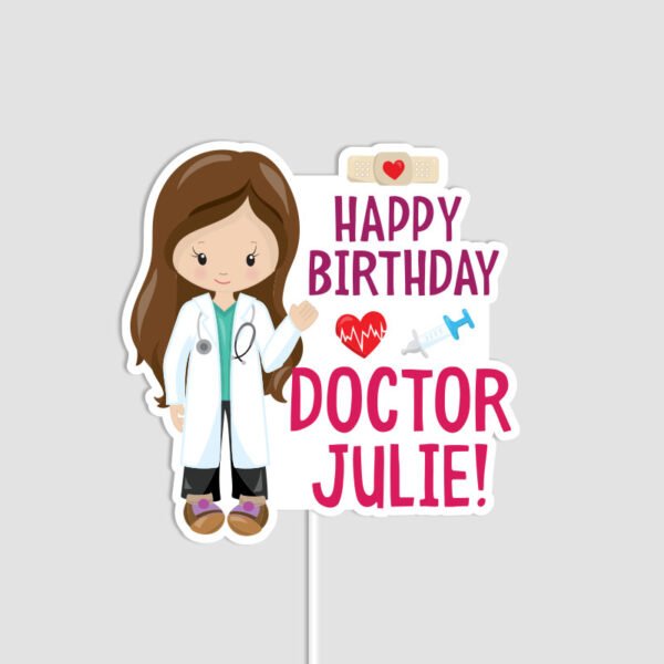 Cute Girl Doctor Theme Cake Topper | Custom Party Decor