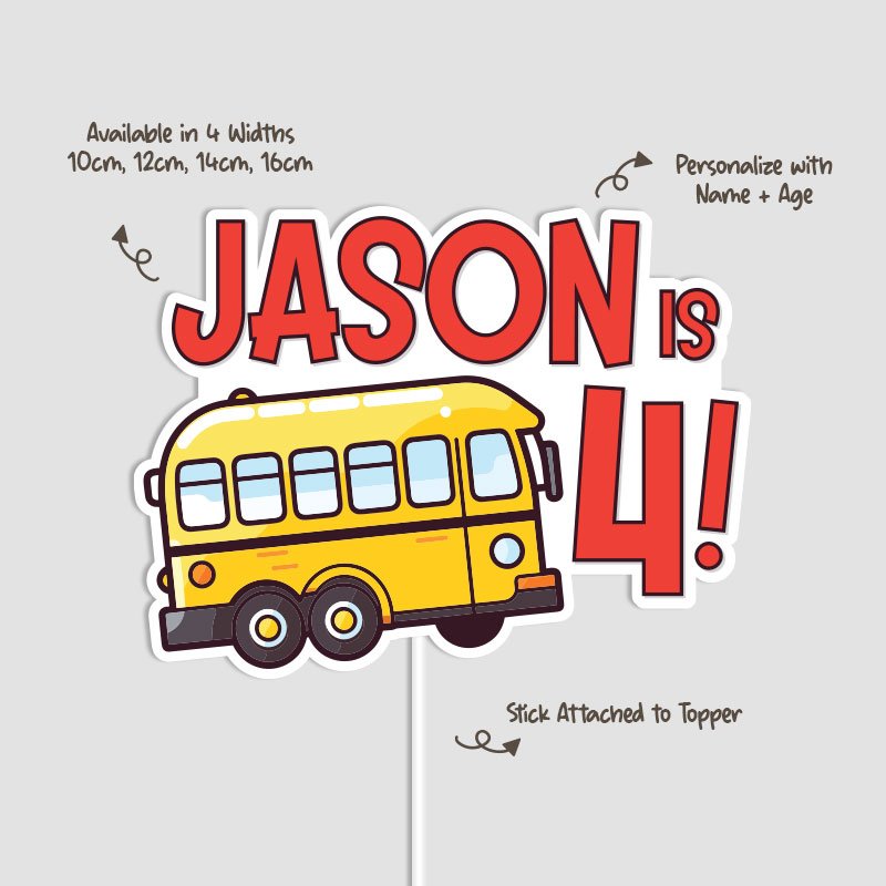 Cute Bus Theme Cake Topper - Image 2