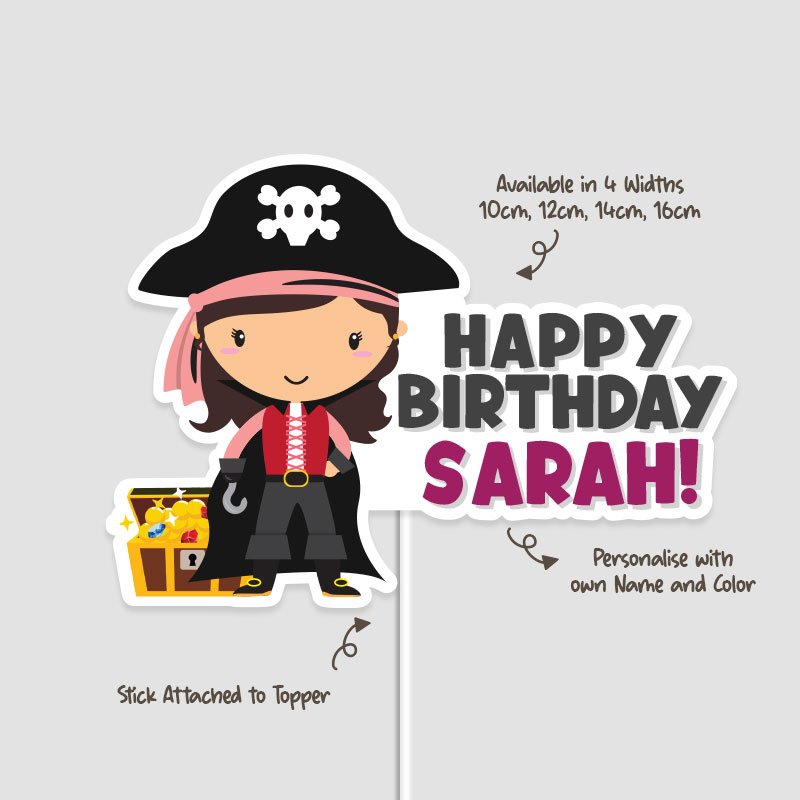 Cute Pirate Girl Cake Topper Singapore | MyJollyBox - Image 3