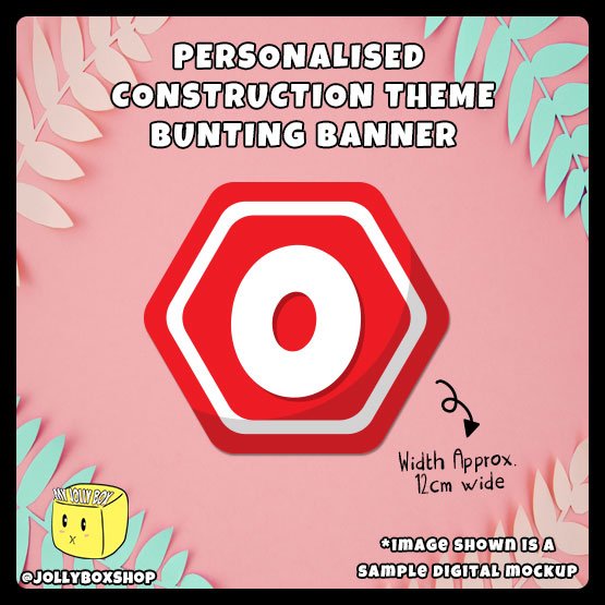 Construction Theme Bunting Banner Stop Sign with Letters