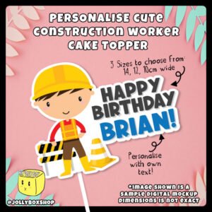 Cute Boy Constructio Worker Cake Topper Featured Image