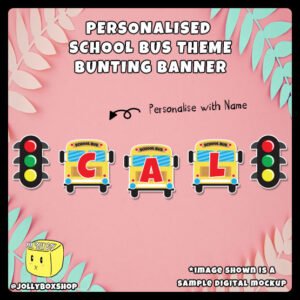 Mockup of Personalized School Bus Theme Bunting Banner