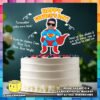 Digital Mockup of a Personalize Super Dad Cake Topper placed on a cake