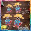 Digital mockup of Personalize Super Dad Cake Topper in 4 Different Dimensions