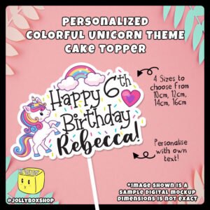 Unicorn and Rainbow Theme Cake Topper Featured Image