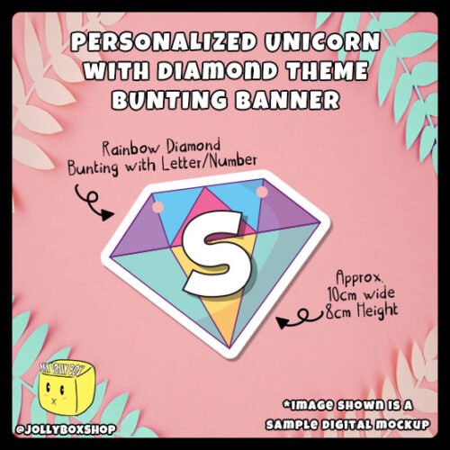 Unicorn with Diamond Theme Bunting Banner_Diamond Dimensions