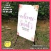 Digital Mockup of a A1 size Watercolor Flowers Theme Welcome to Bridal Shower Foam Board on Stand