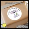 Digital mockup of a cute koala bear round sticker pasted on gift box