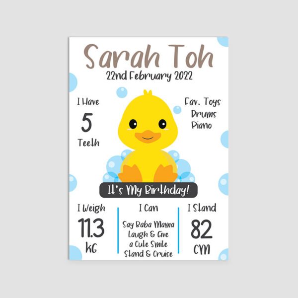 Cute Duck Theme Milestone Board | Custom Party Decorations