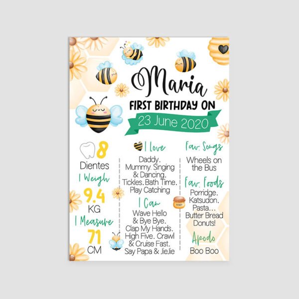 Cute Bees and Daisies Theme Milestone Board | Custom Party Decorations