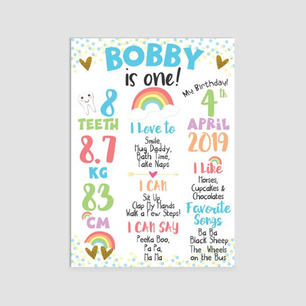 Colorful Rainbow Theme Milestone Board | Party Favor Decorations
