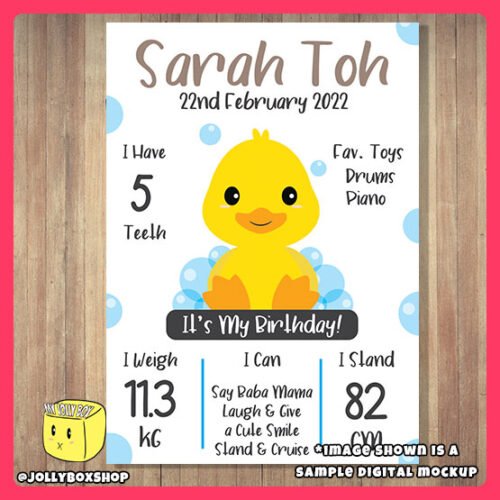 Digital Mockup of Cute Duck Theme Milestone Board