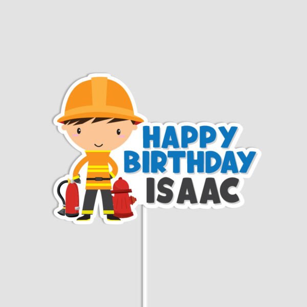 Cute Boy Fire Fighter Cake Topper | Handmade Party Decor