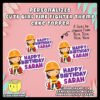 Digital Mockup of Cute Girl Fire Fighter Theme Cake Topper Personalized in Different Sizes