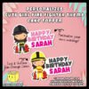 Digital Mockup of Cute Girl Fire Fighter Theme Cake Topper Personalized in Different Colors