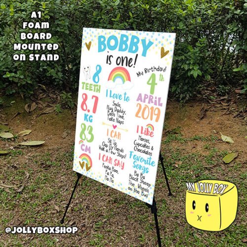 Digital Mockup of A1 Size Colorful Rainbow Theme Milestone (Stand not included in purchase)