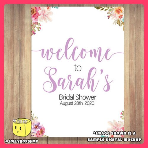 Digital Mockup of a Watercolor Flowers Theme Welcome to Bridal Shower Foam Board