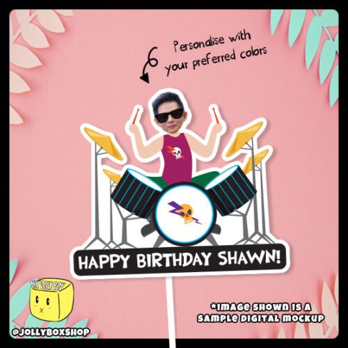 Personalize Drummer Musician Cake Topper in Different Color For Birthday Cake Party Decorations