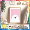 Adorable Polar Bear in Pink Background Digital Download