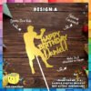 Digital Mockup of Personalized Boxer Theme Cake Topper placed on table (Design A)