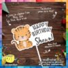 Digital Mockup of a Cute Safari Tiger Cake Topper Placed on Table