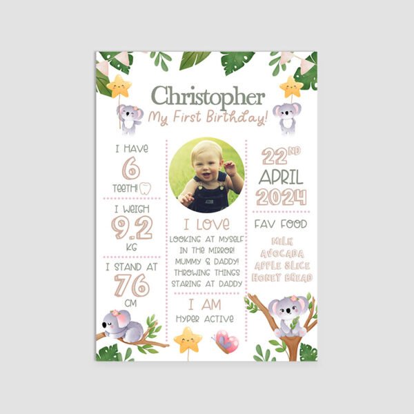 Personalized Koala Milestone Board | Custom Party Decor SG