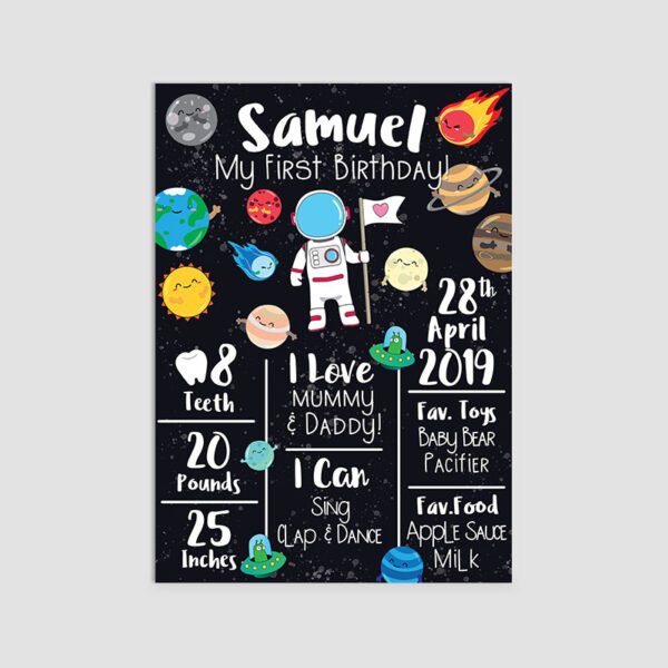 Personalized Space Theme Milestone Board | Custom Party Decor