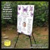 Digital mockup of a A2 size Purple Butterflies theme milestone board placed on a stand